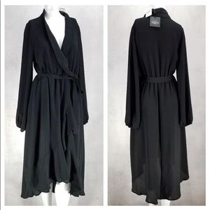 Bobeau Black Faux Wrap Dress